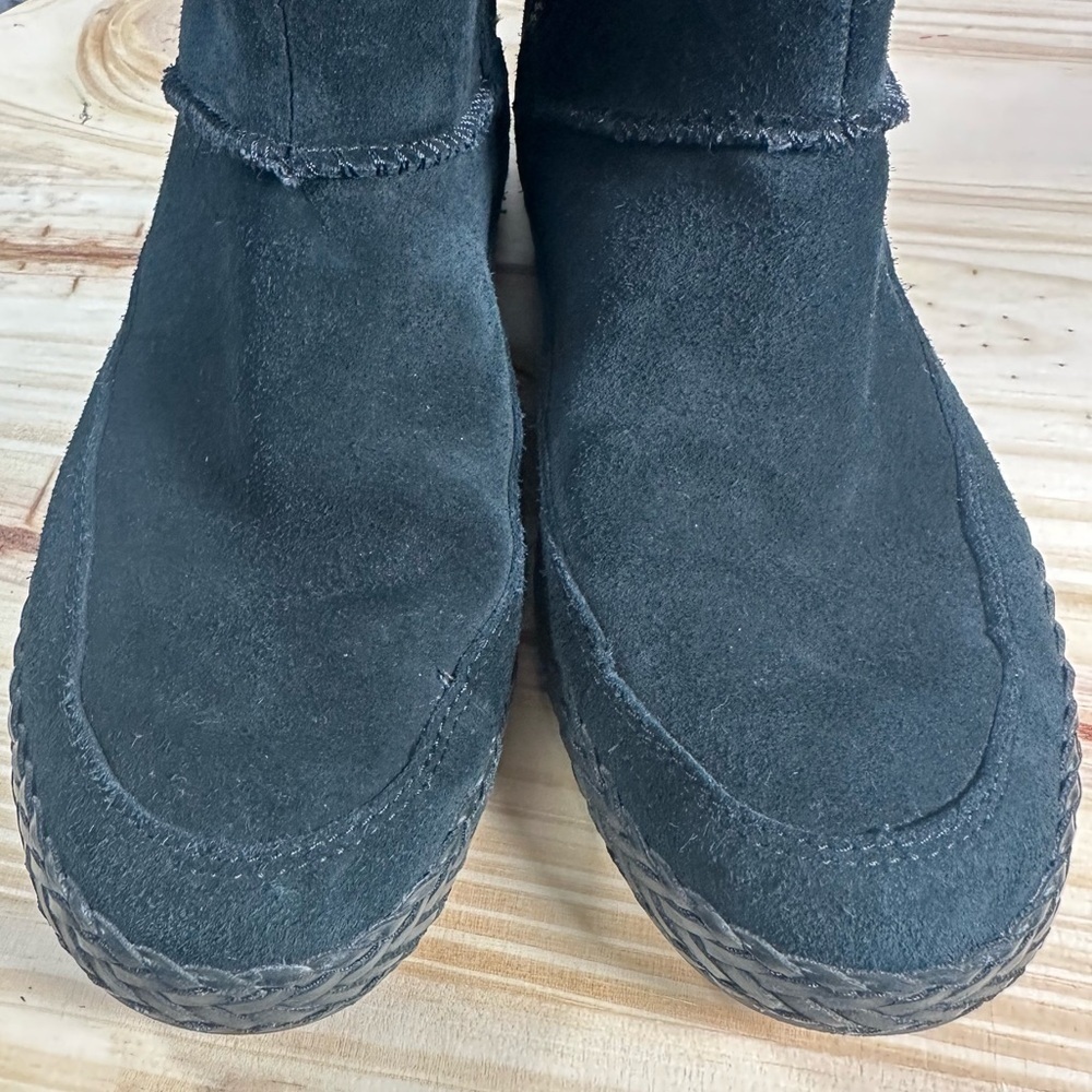 UGG Emerie Knee High Flat Boots Black Genuine Suede Fringe Boho Size 6 - Picture 4 of 10
